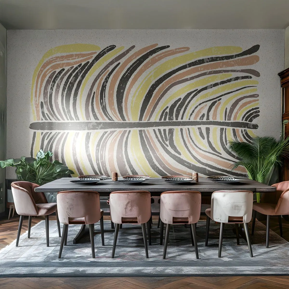 Fototapet Premium Sand - Pulserande abstraktion - Boho, Minimalism, Pastell - 500x350 cm