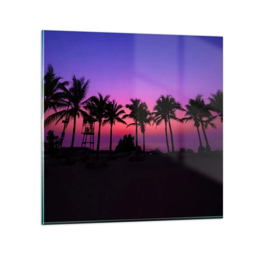 Glastavla - Bild på glas - Kväll under palmerna - 30x30 cm