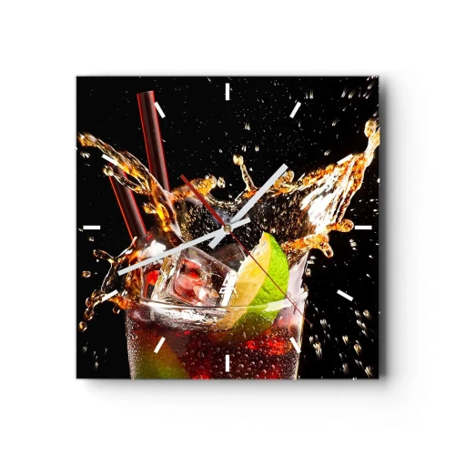 Väggklocka - Klocka på glas - Färgernas glädje och energi - 40x40 cm