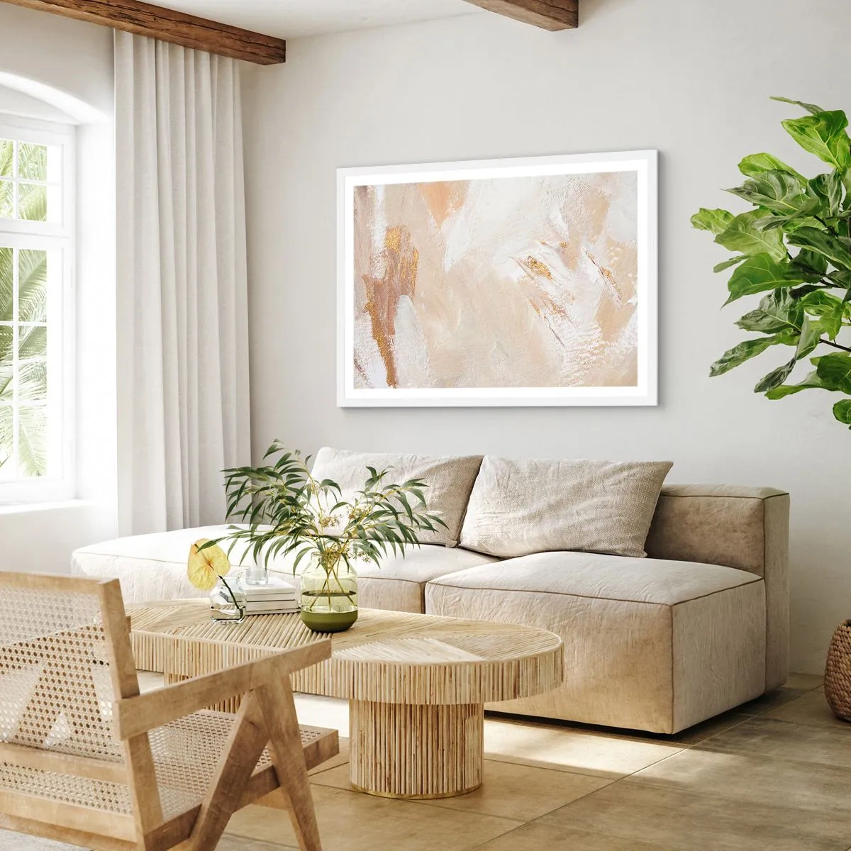 Affisch i vit ram - Pastellfärgad komposition - 100x70 cm