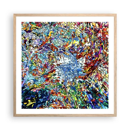 Affisch i ram av ljusek - Glasmålning - droppar - 60x60 cm