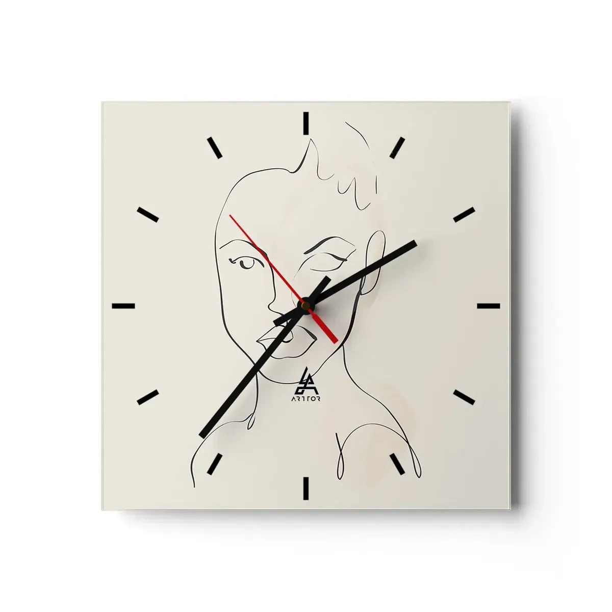 Väggklocka - Klocka på glas - Sensualitetens kontur - 30x30 cm