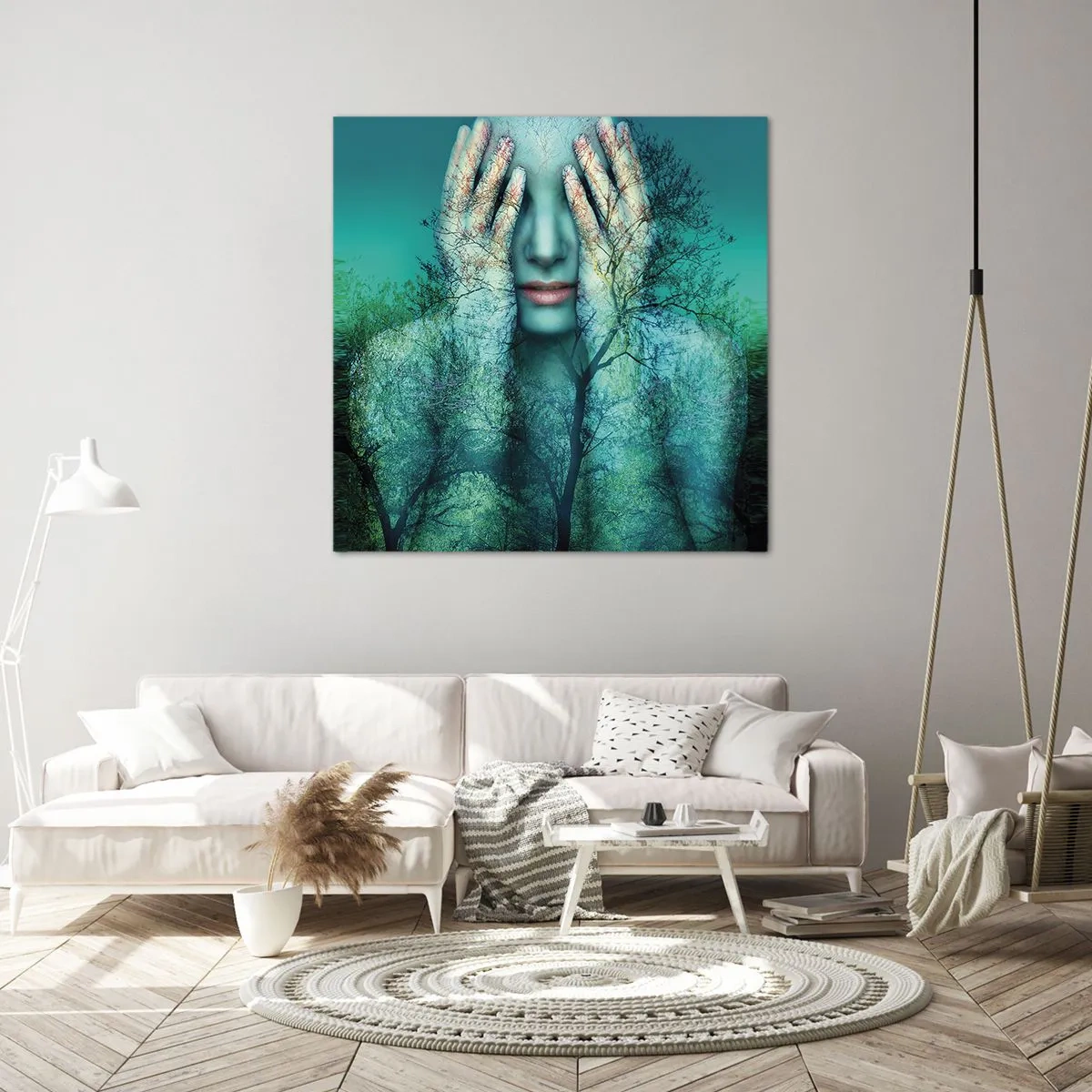 Canvastavla - Bild på duk - Doppad i blått - 70x70 cm