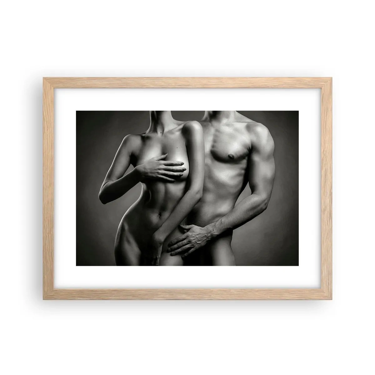 Affisch i ram av ljusek - Adam och Eva - 40x30 cm