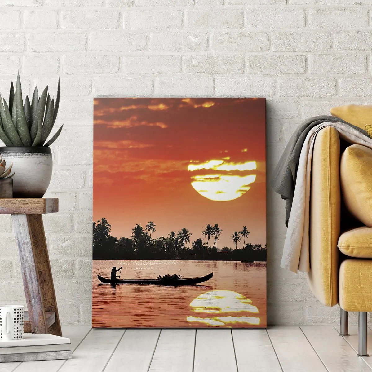 Canvastavla - Bild på duk - Tropiskt lugn vid solnedgången - 45x80 cm