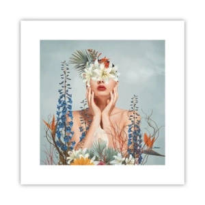 Affisch - Kvinna - blomma - 30x30 cm