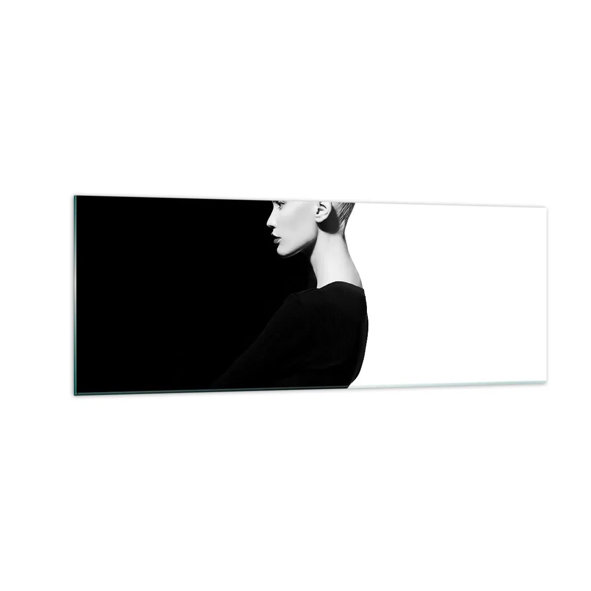 Glastavla - Bild på glas - Helt enkelt en kvinna - 140x50 cm