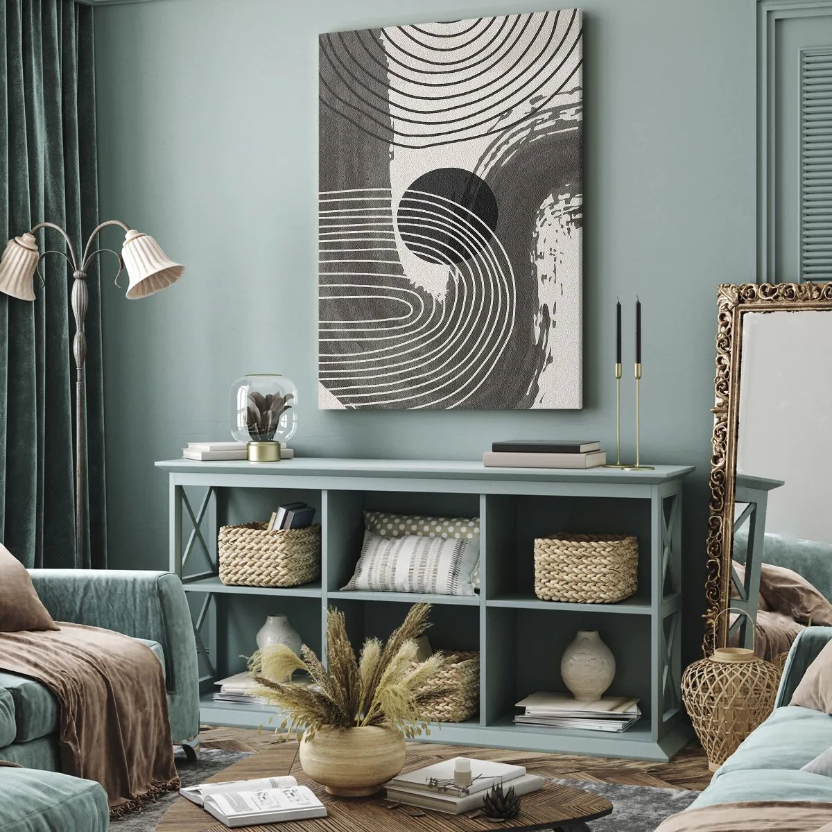 Canvastavla - Bild på duk - Ovalen vinner - 55x100 cm