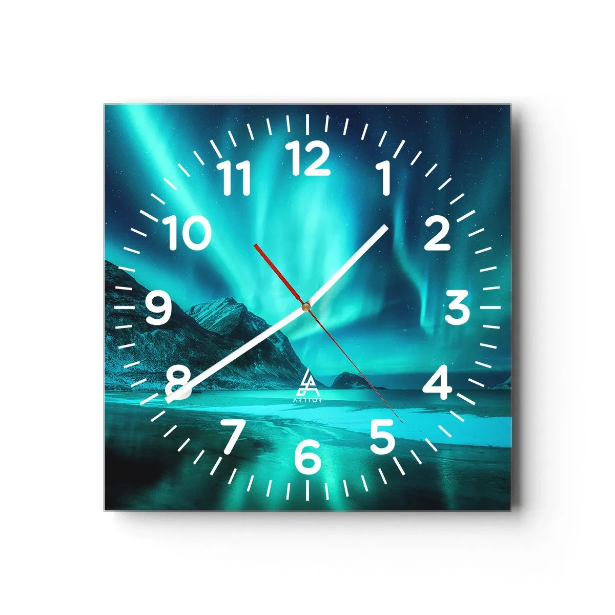 Väggklocka - Klocka på glas - Nordens underverk - 30x30 cm