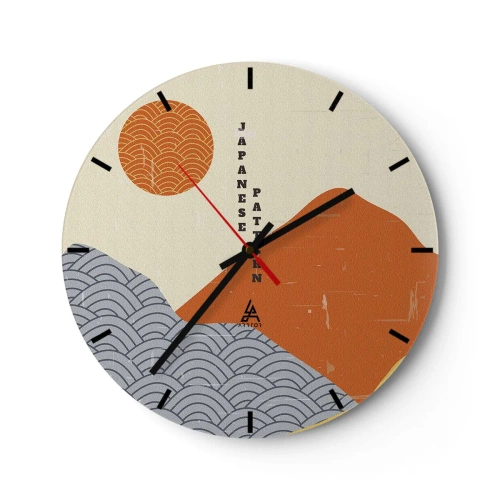 Väggklocka - Klocka på glas - I den japanska andan - 40x40 cm