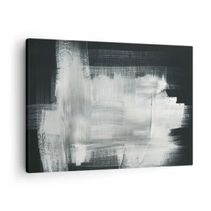 Canvastavla - Bild på duk - Vita abstrakta streck på en mörk bakgrund - 70x50cm - Vävd av det vertikala och horisontella - Modern väggdekoration för vardagsrum och sovrum ARTTOR