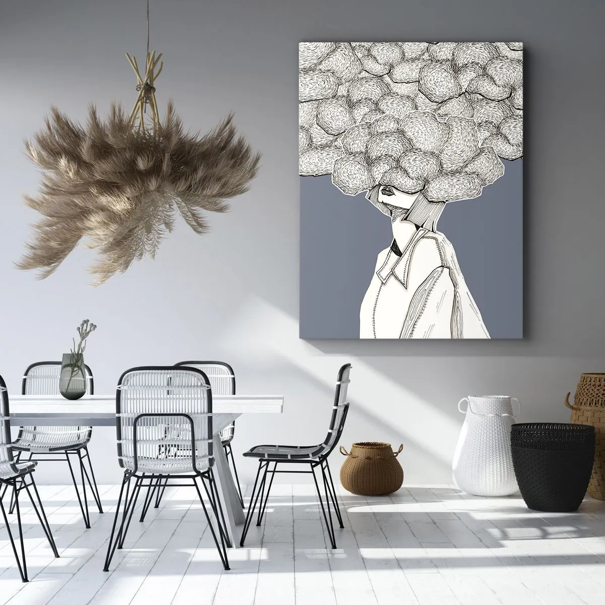 Canvastavla - Bild på duk - Med huvudet i molnen - 50x70 cm