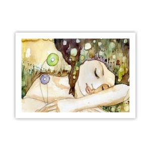 Affisch - Smaragd-viol dröm - 70x50 cm