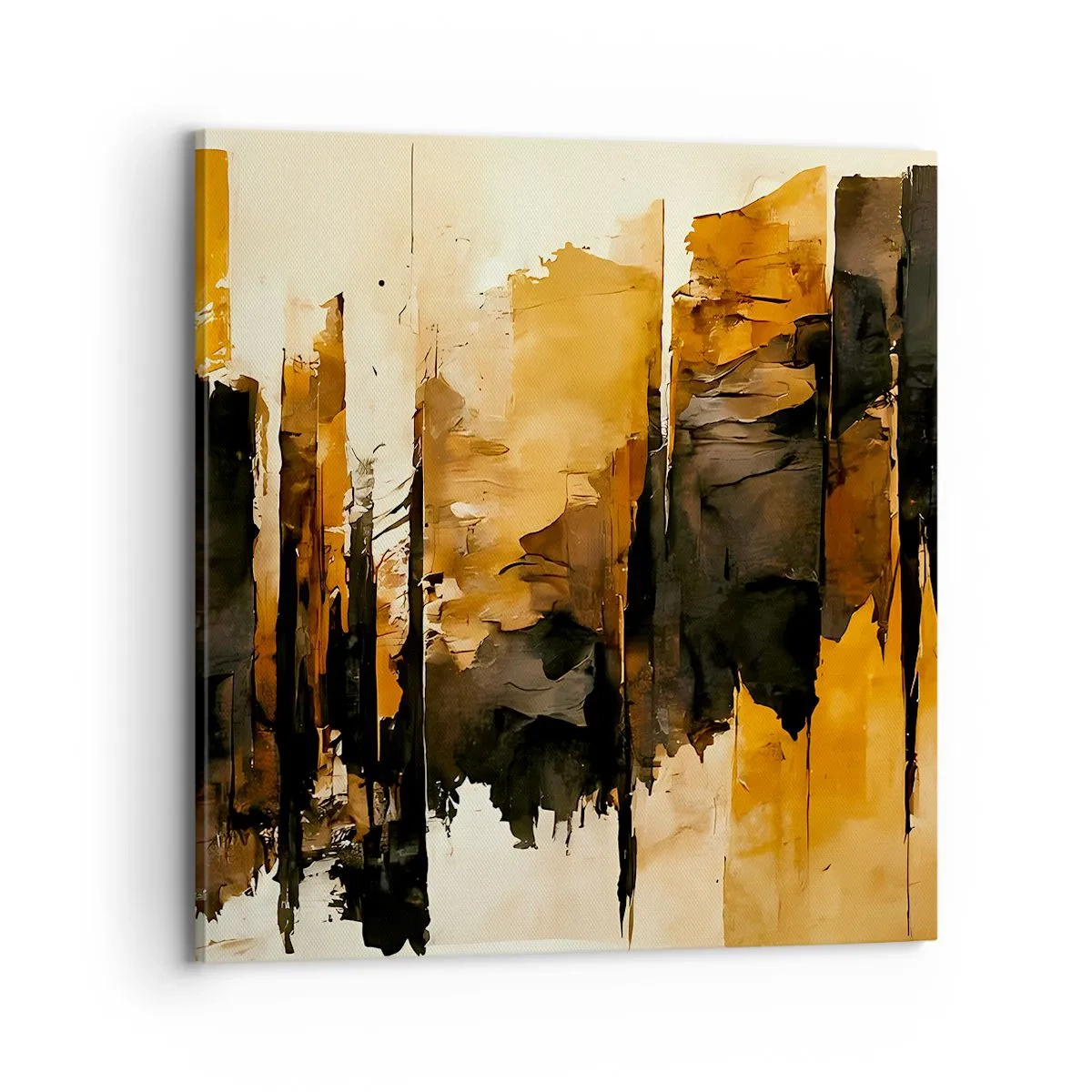 Canvastavla - Bild på duk - Harmoni av svart och guld - 70x70 cm