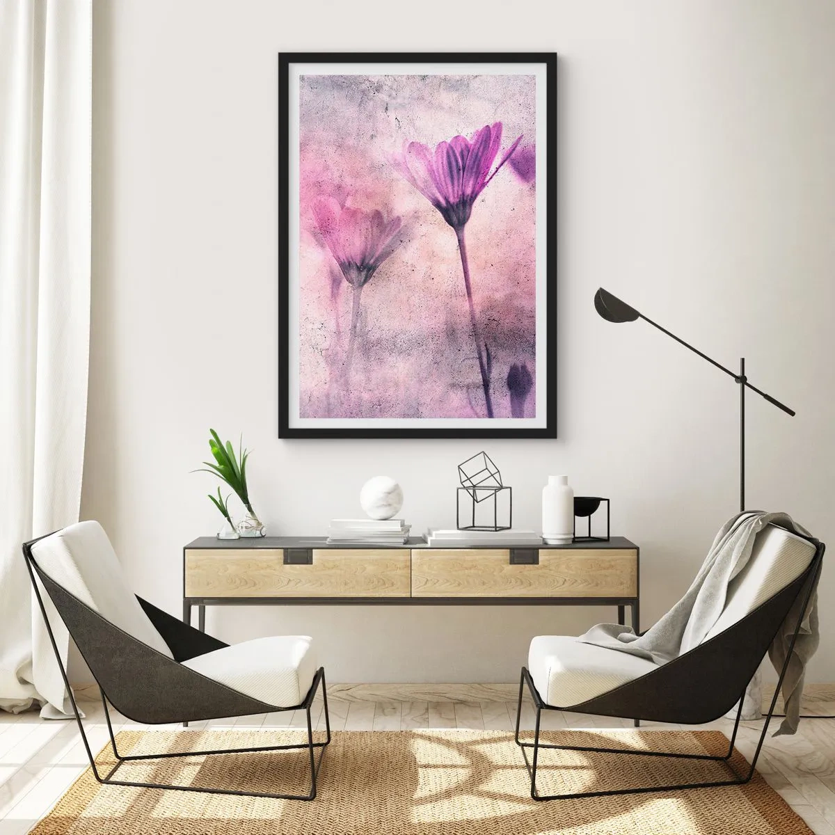 Affisch i svart ram - Blommornas sömn - 61x91 cm