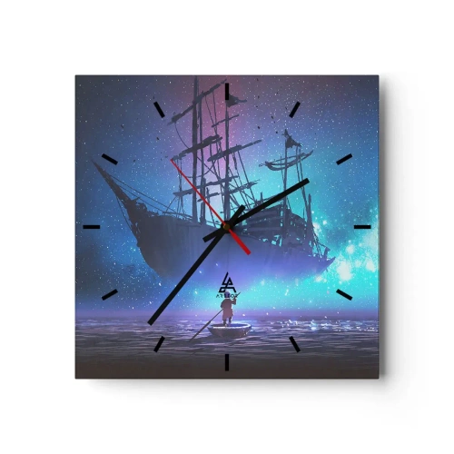 Väggklocka - Klocka på glas - Möte med havets myt - 30x30 cm