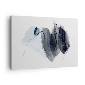 Canvastavla - Bild på duk - Abstrakt komposition i nyanser av grått och blått - 70x50cm - Intensitet och rörelse - Modern väggdekoration för vardagsrum och sovrum ARTTOR