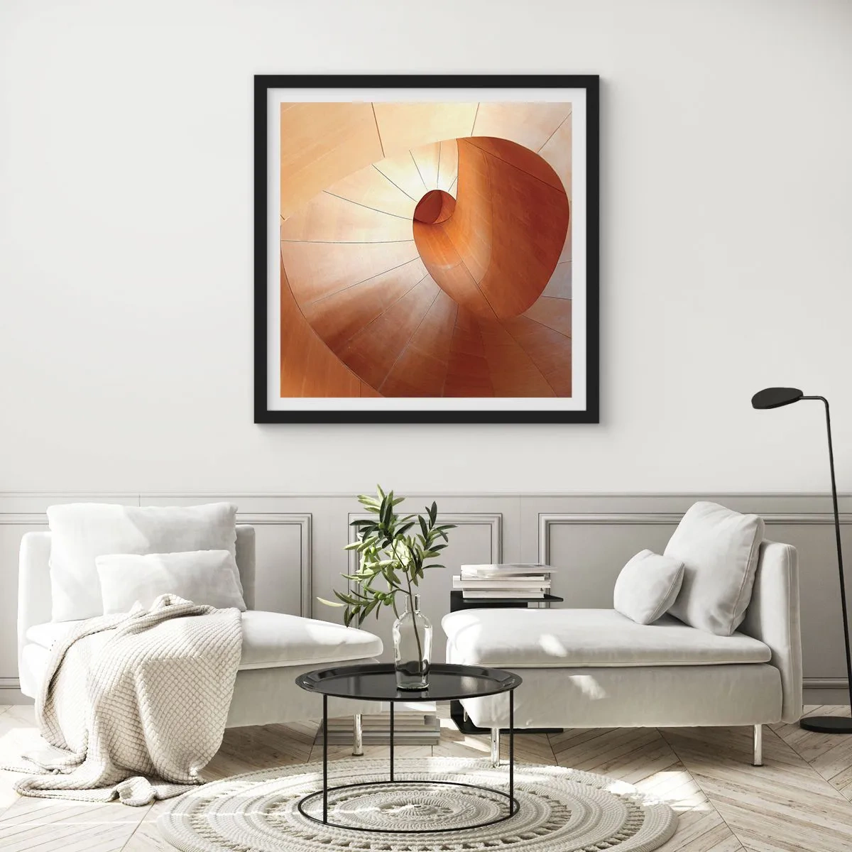 Affisch i svart ram - Arkitektonisk serpentin - 60x60 cm