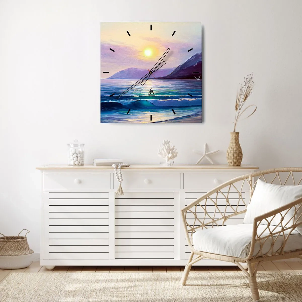 Väggklocka - Klocka på glas - Vattnets och luftens kristall - 40x40 cm