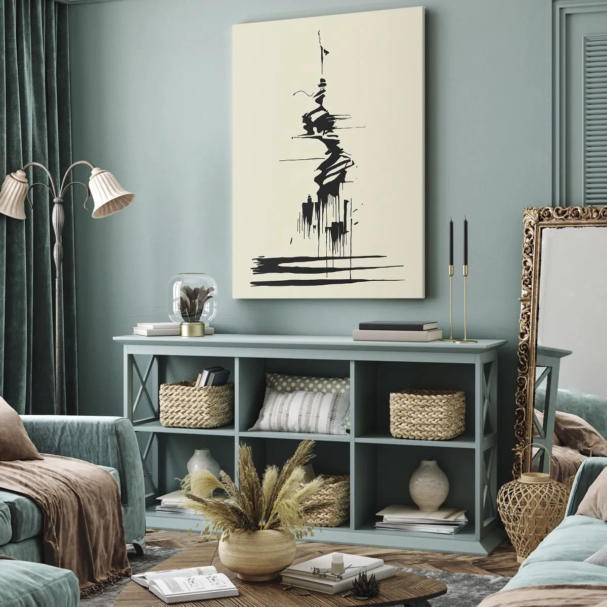 Canvastavla - Bild på duk - Skyndsam abstraktion - 55x100 cm