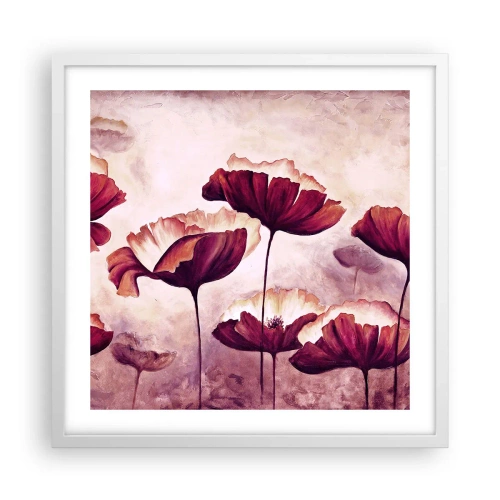 Affisch i vit ram - Röd och vit flinga - 50x50 cm