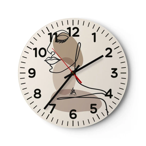 Väggklocka - Klocka på glas - Lyssnar på sig själv - 40x40 cm