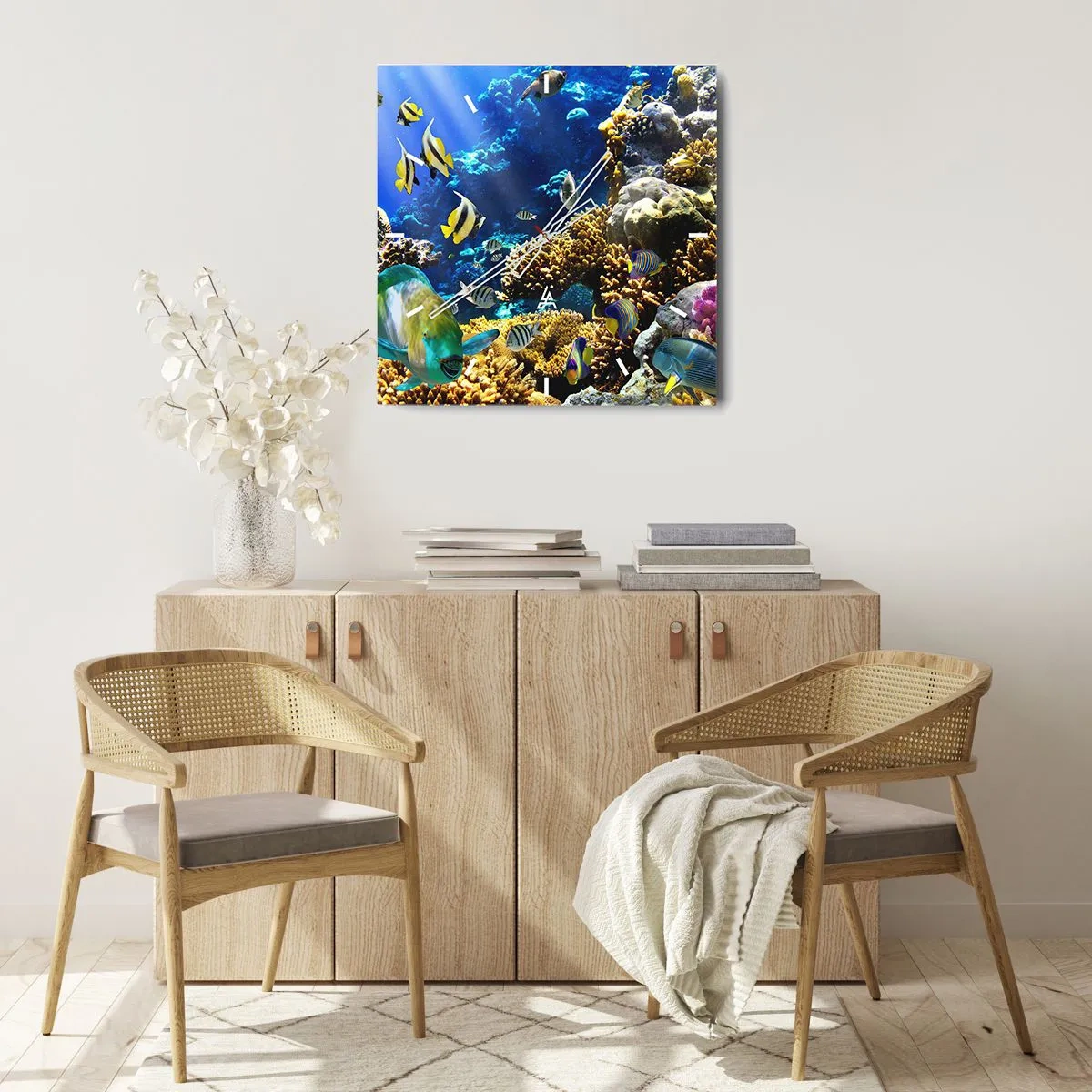 Väggklocka - Klocka på glas - Hög trafik på sommarleden - 40x40 cm