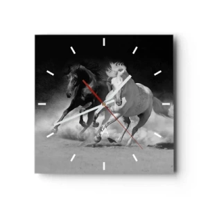 Väggklocka - Klocka på glas - Frihetens galopp - 40x40 cm