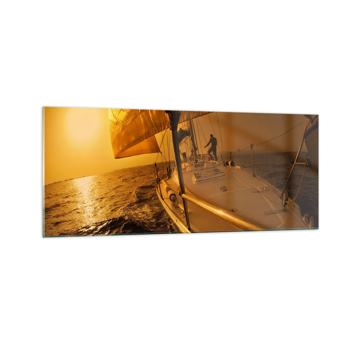 Glastavla - Bild på glas - Gyllene kväll efter en färgrik dag - 100x40 cm