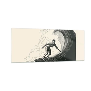 Glastavla - Bild på glas - Vågens kung - 100x40 cm