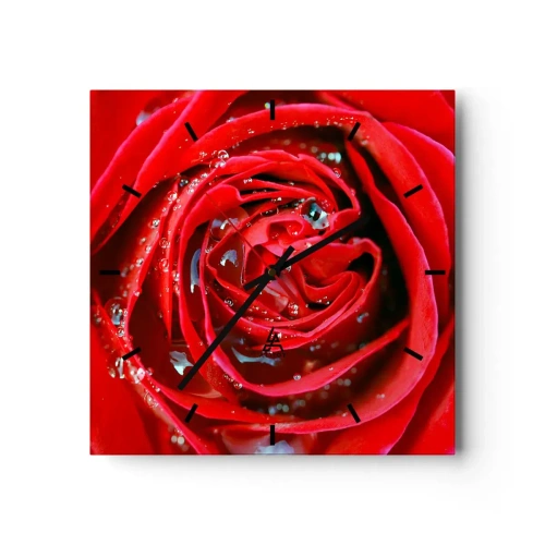 Väggklocka - Klocka på glas - Daggdroppar - 30x30 cm