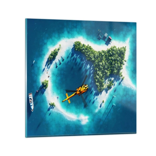 Glastavla - Bild på glas - Köp dig en ö - 70x70 cm