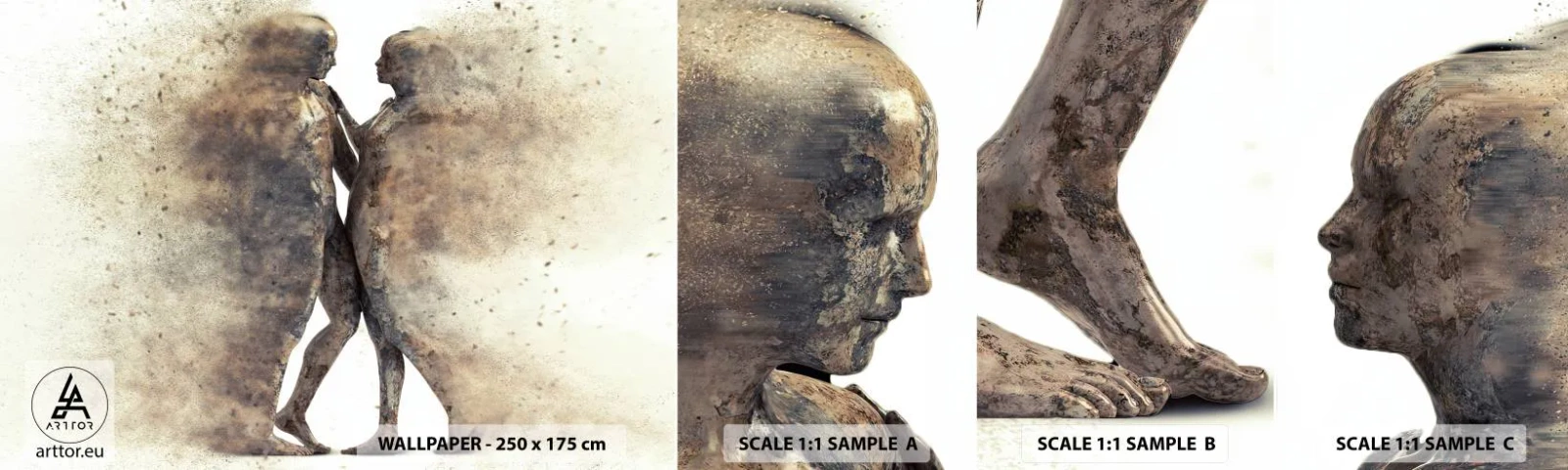 Fototapet Prov Standard Eco - Uppstådda ur aska för att älska - Abstraktion, Kvinna och man, Kärlek - 100x30 cm