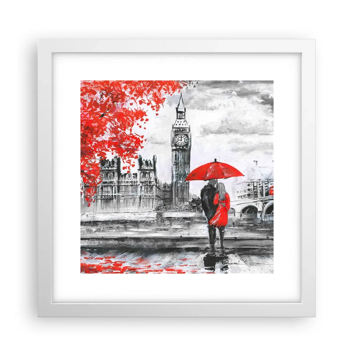 Affisch i vit ram - Förälskade i London - 30x30 cm