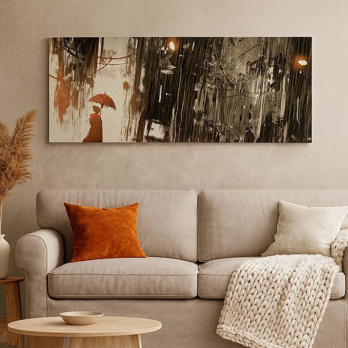 Canvastavla - Bild på duk - Röda paraplyets poesi - 30x30 cm