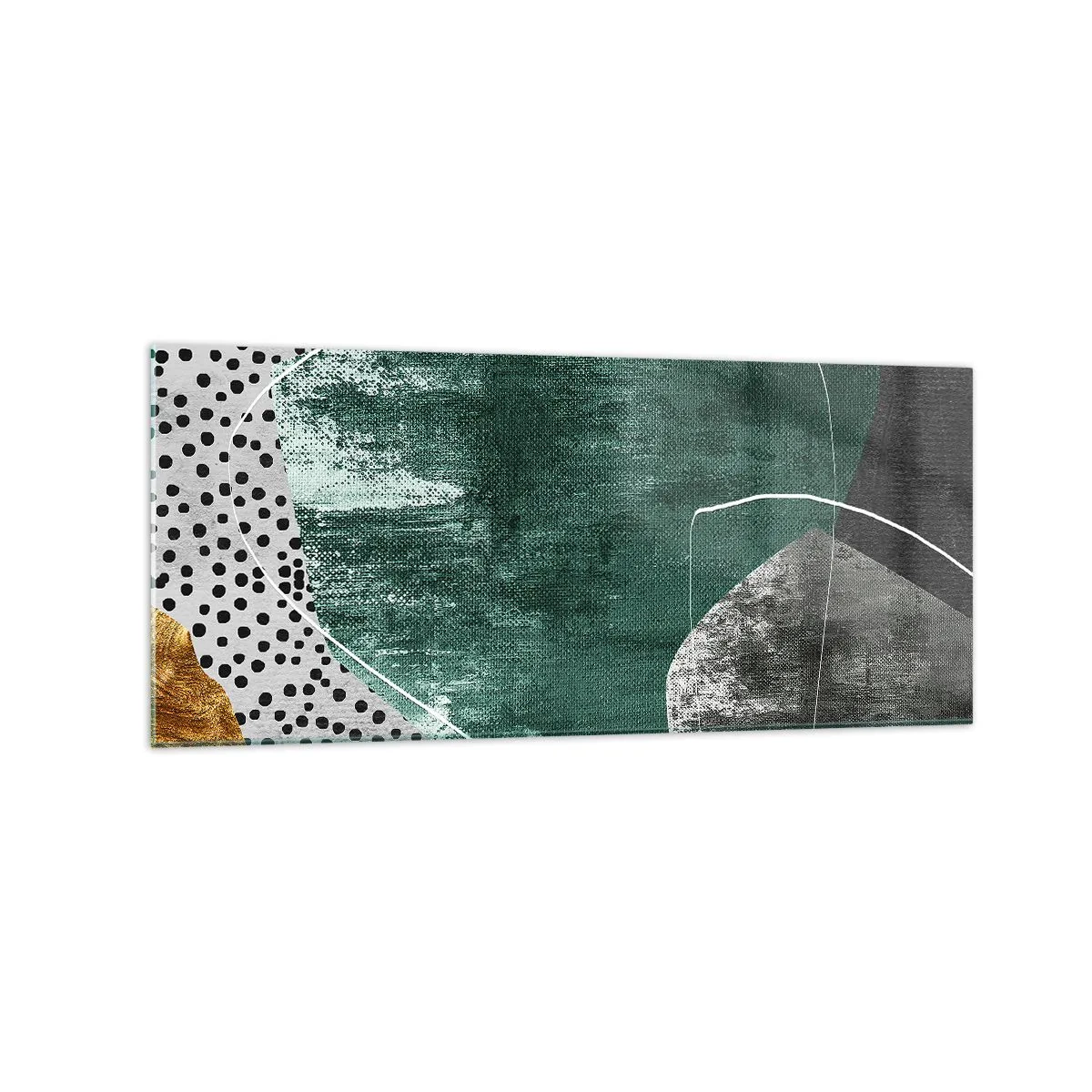 Glastavla - Bild på glas - Färgstark abstraktion med en guldflinga - 120x50 cm