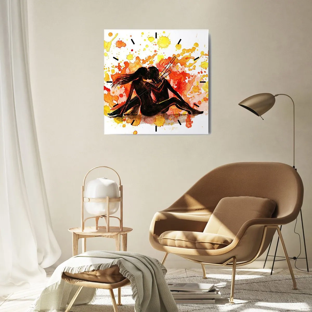 Väggklocka - Klocka på glas - Och så blev det ljus - 40x40 cm