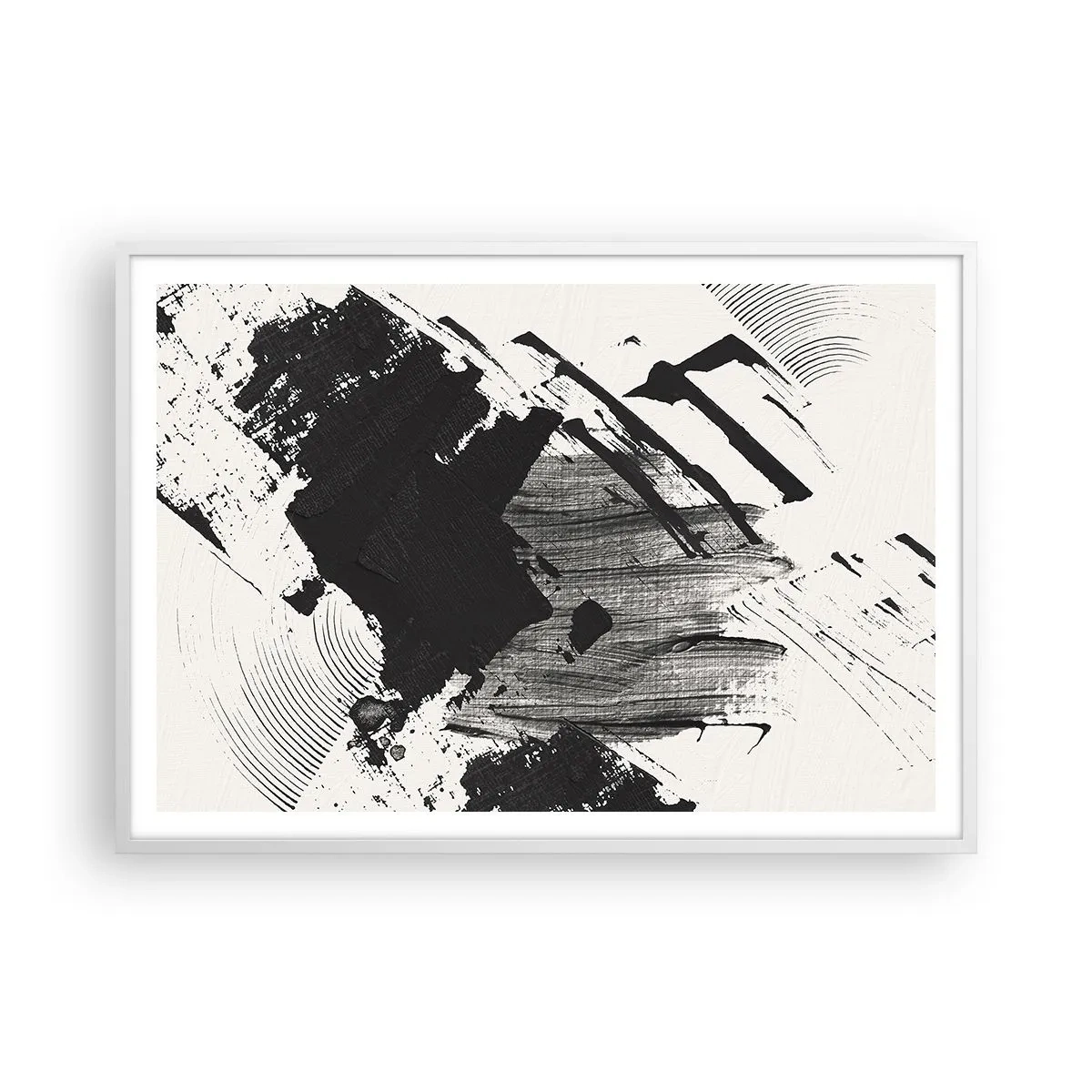Affisch i vit ram - Abstraktion - uttrycket av svart - 100x70 cm