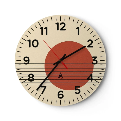 Väggklocka - Klocka på glas - Cirkel och linjer - 40x40 cm