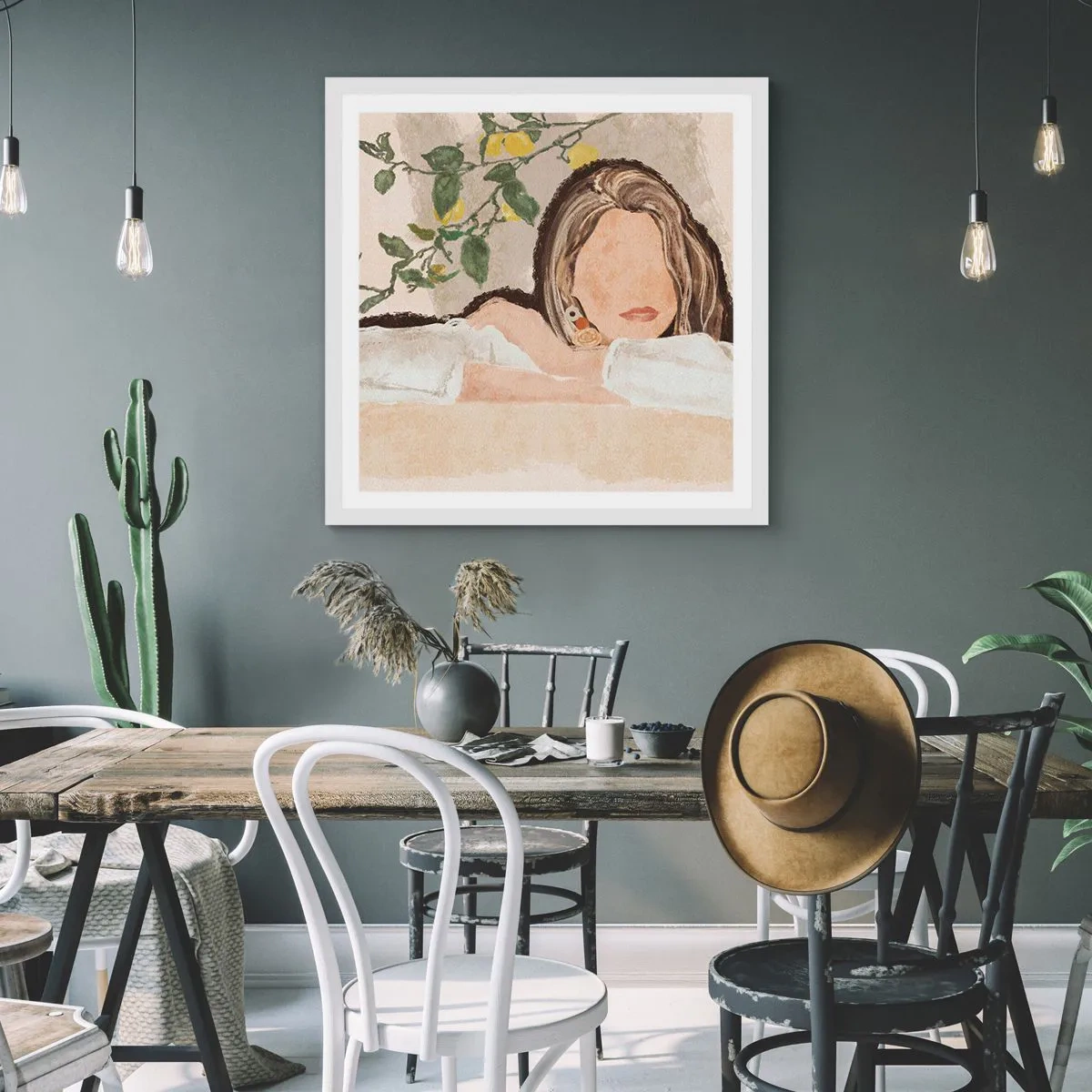 Affisch i vit ram - Sydlig skönhet - 60x60 cm