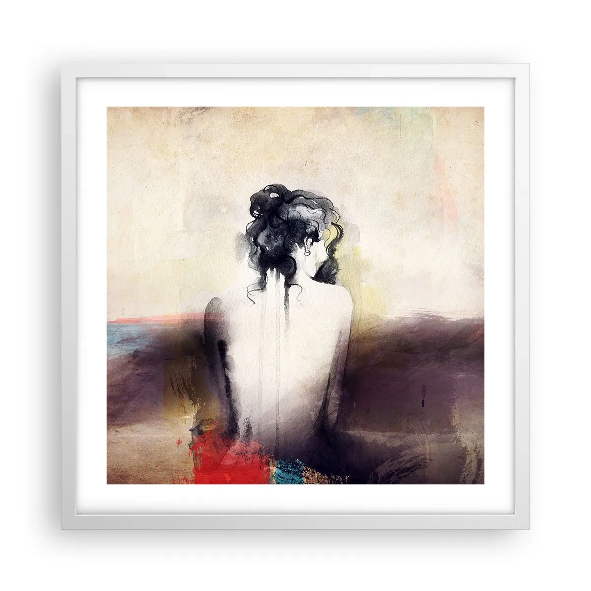 Affisch i vit ram - Moderata linjer, ovala former - 50x50 cm