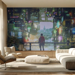 Fototapet Premium Sand - Två världar - Stad, Arkitektur, Abstraktion - 100x70 cm