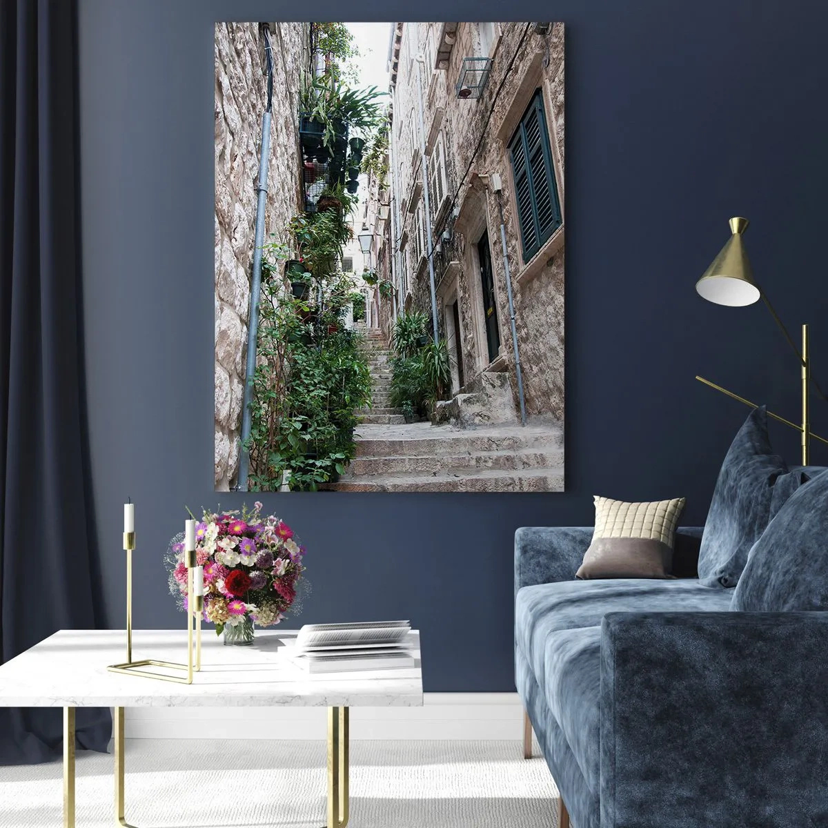 Glastavla - Bild på glas - Gamla stans charm - 50x70 cm