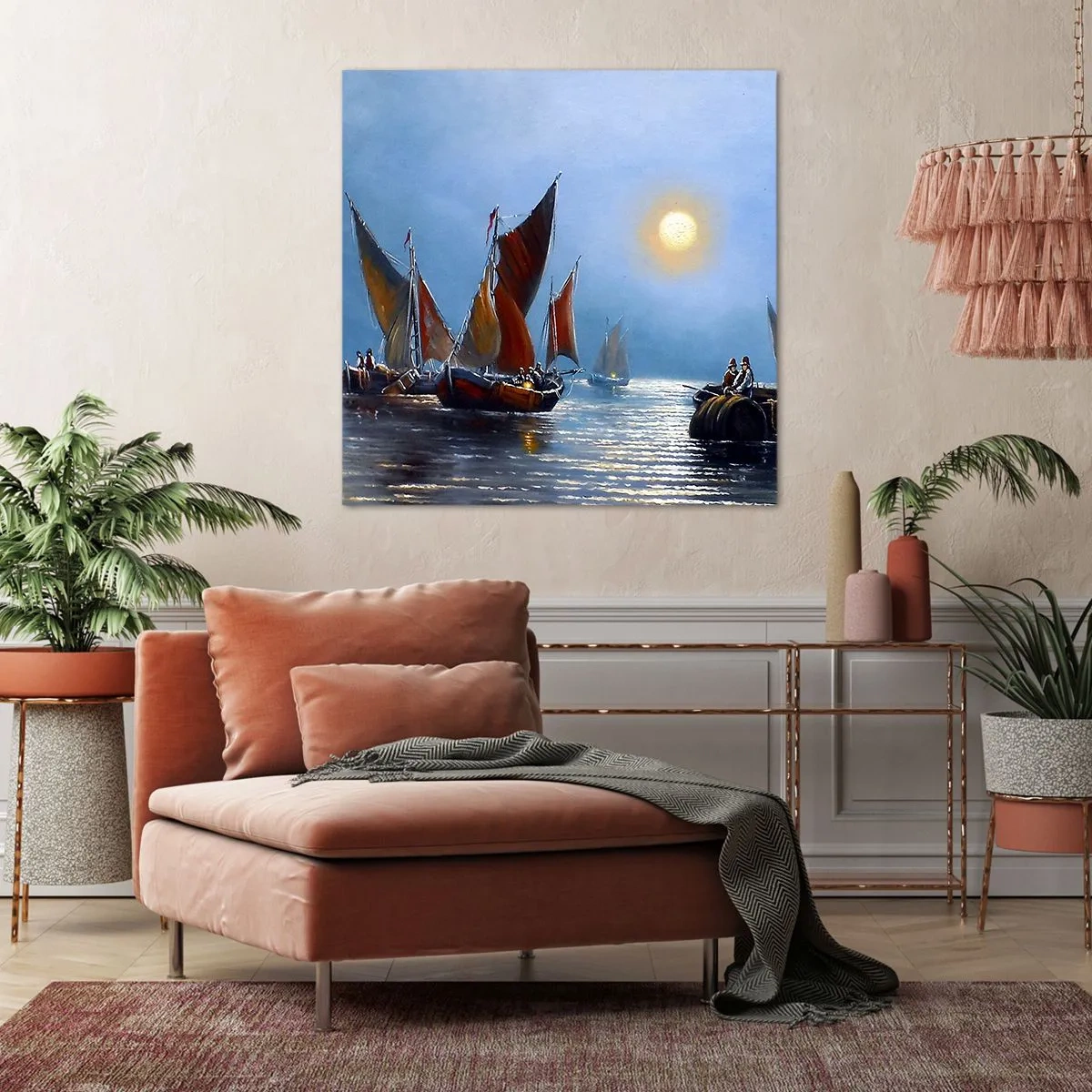 Canvastavla - Bild på duk - Nattens fångst - 70x70 cm