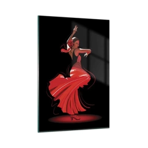 Glastavla - Bild på glas - Flamencos brinnande anda - 80x120 cm