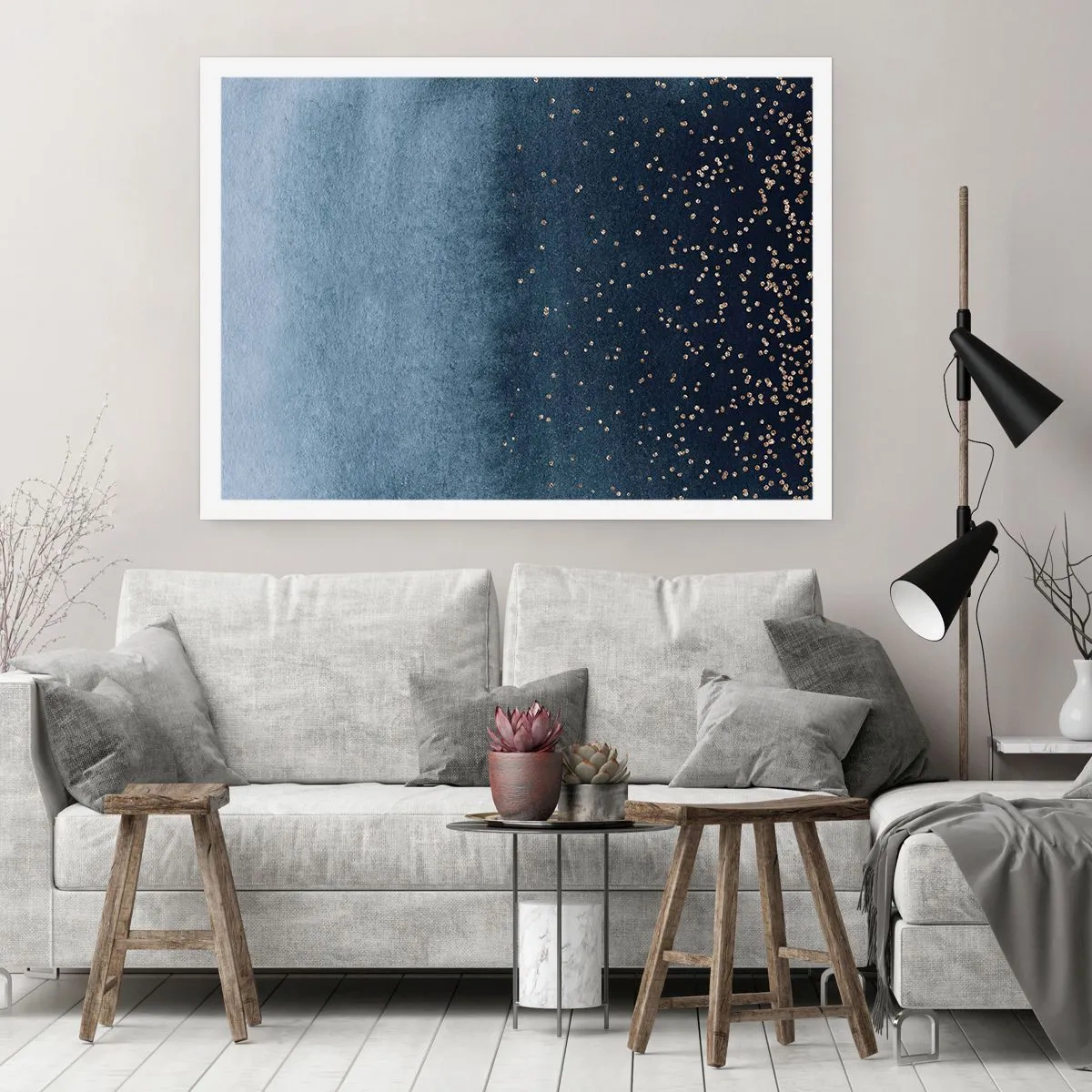 Affisch - Komposition – blåa faser - 70x50 cm