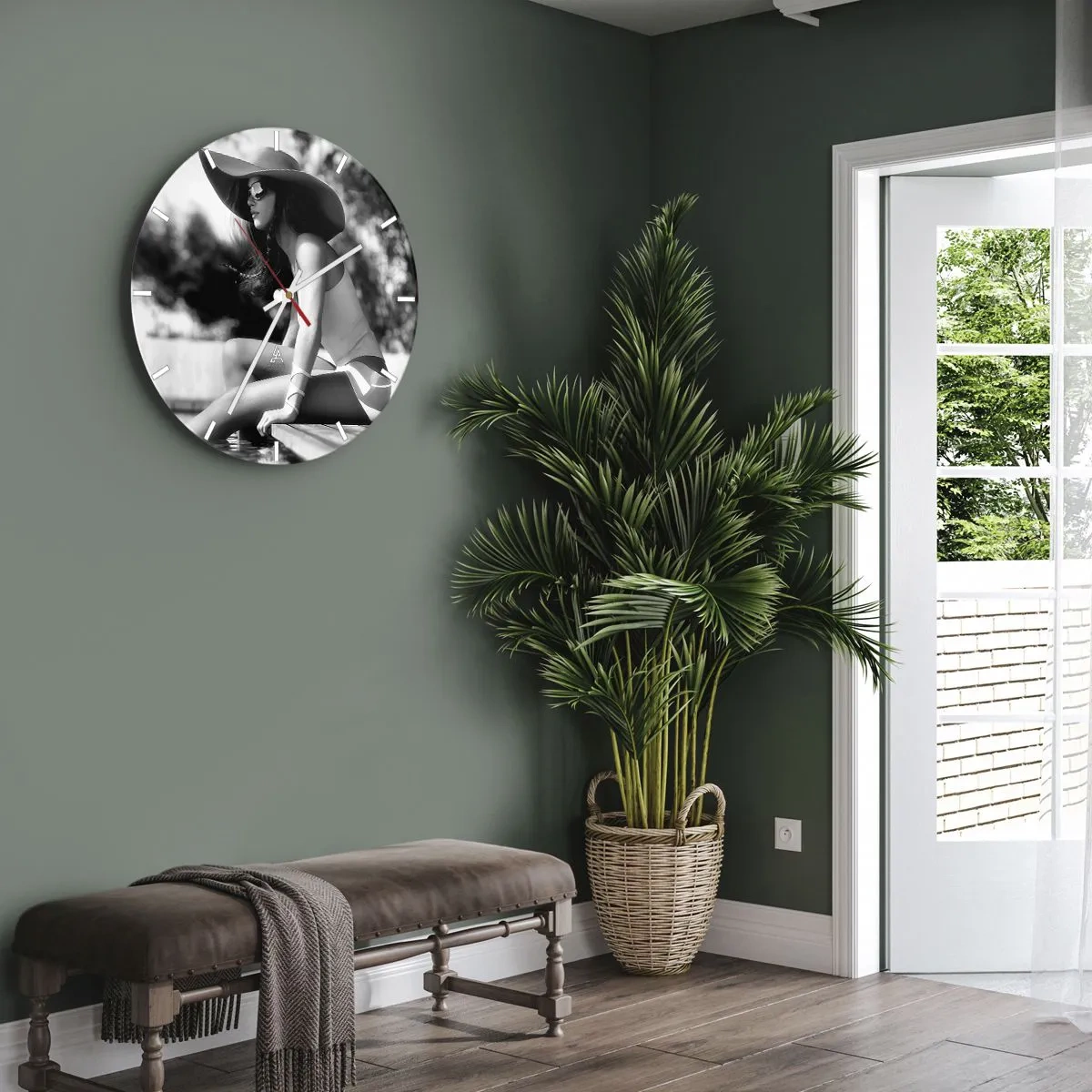 Väggklocka - Klocka på glas - En sommardröm - 40x40 cm