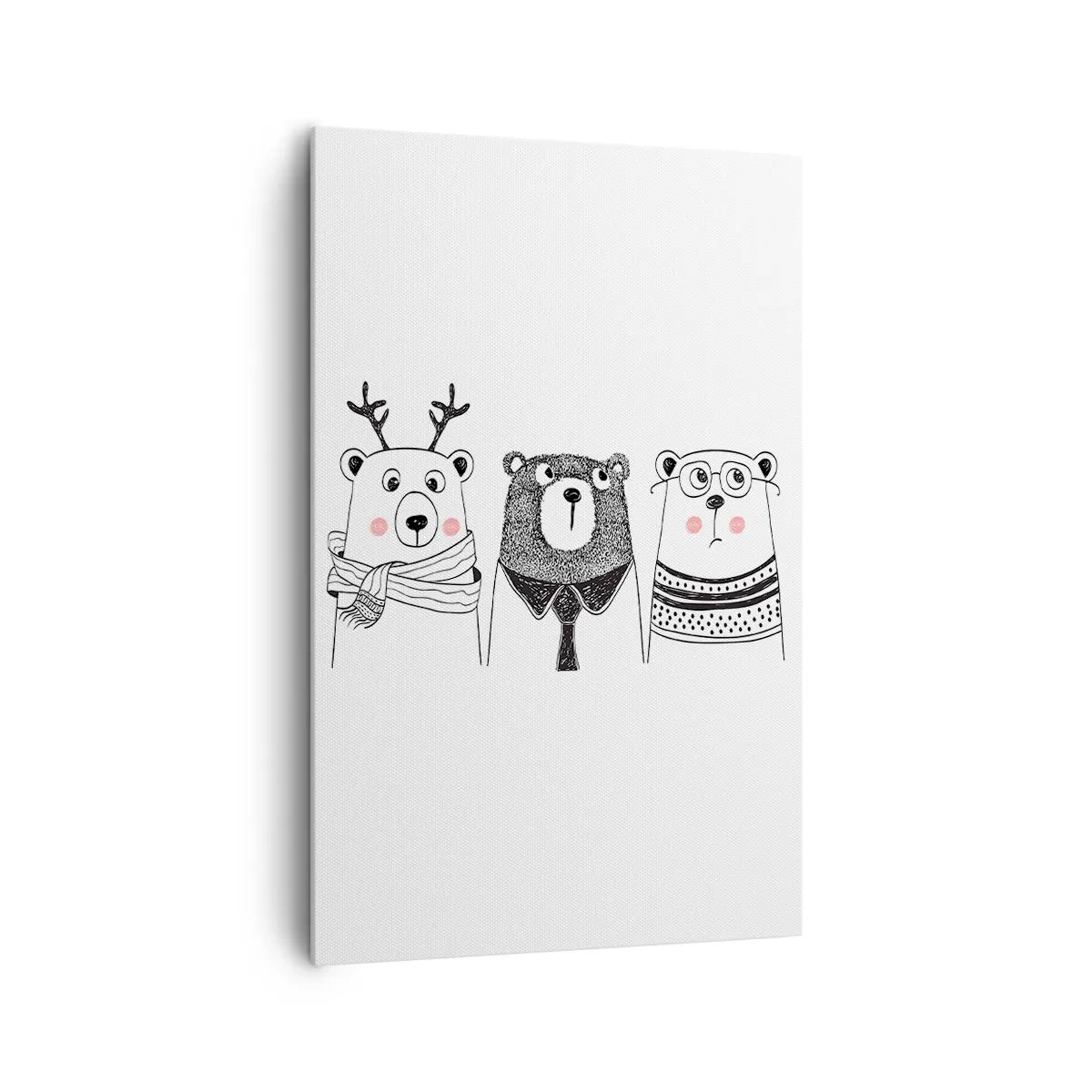 Canvastavla - Bild på duk - Tre björnar - 80x120 cm