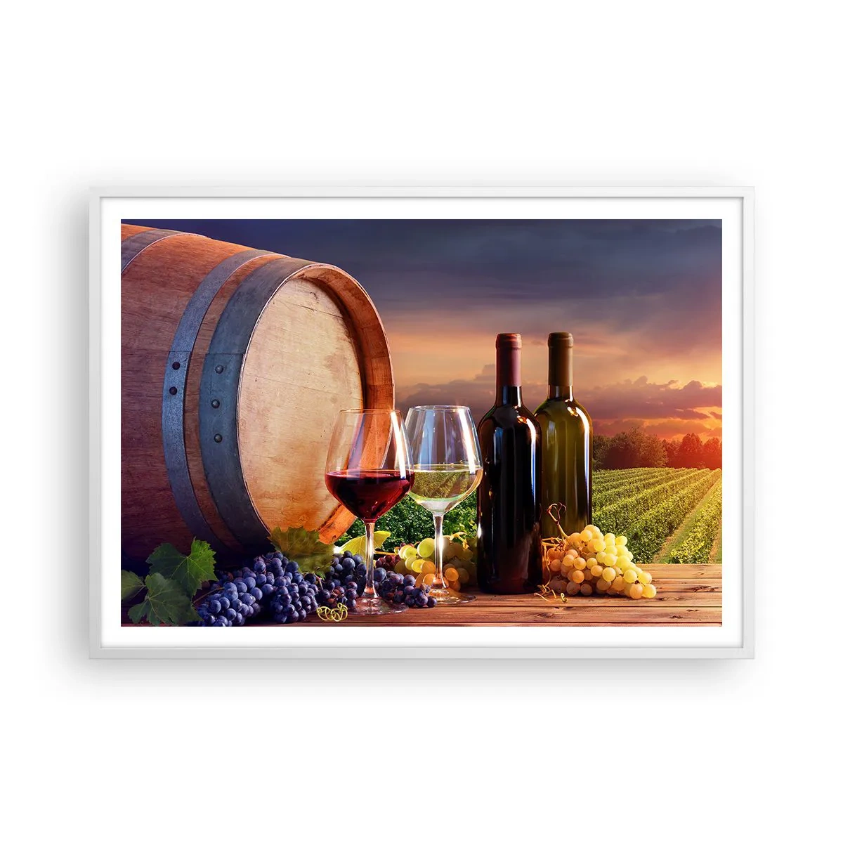 Affisch i vit ram - Här smakar livet - 100x70 cm