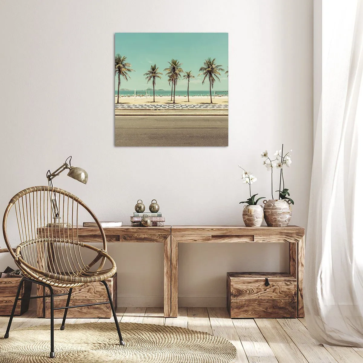Canvastavla - Bild på duk - På stranden - 70x70 cm